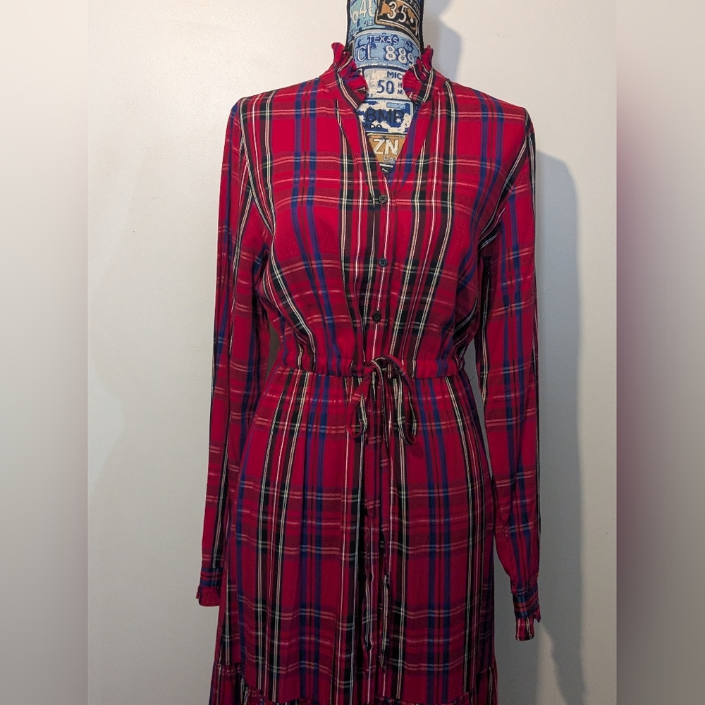 CHAPS NWT Tartan Plaid Drawstring Waist Maxi Dress - Picture 13 of 16